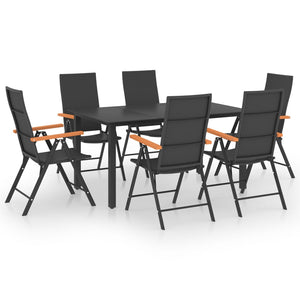 Set da Pranzo da Giardino 7 pz Nero e Marrone 3060073