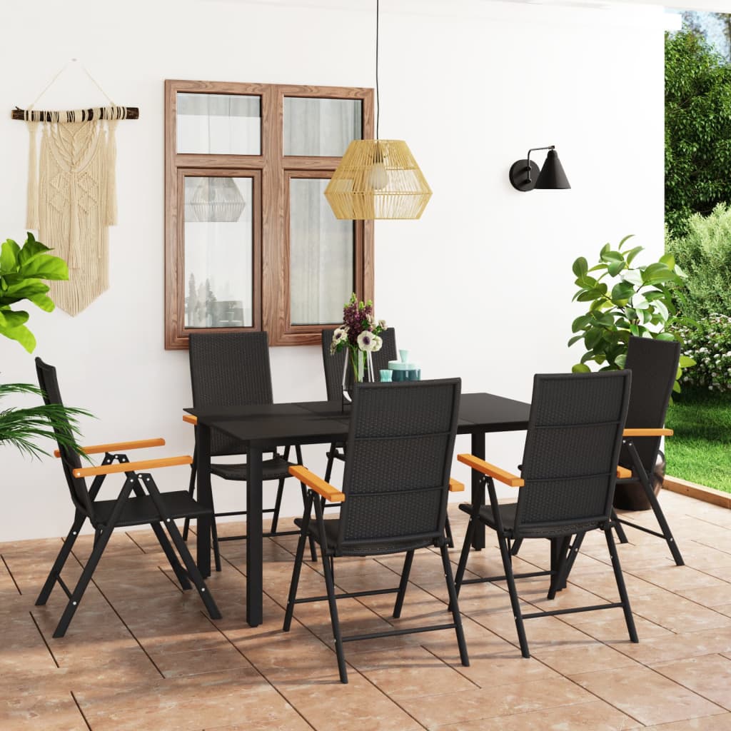 Set da Pranzo da Giardino 7 pz Nero e Marrone 3060073
