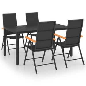 Set da Pranzo da Giardino 5 pz Nero e Marrone 3060084