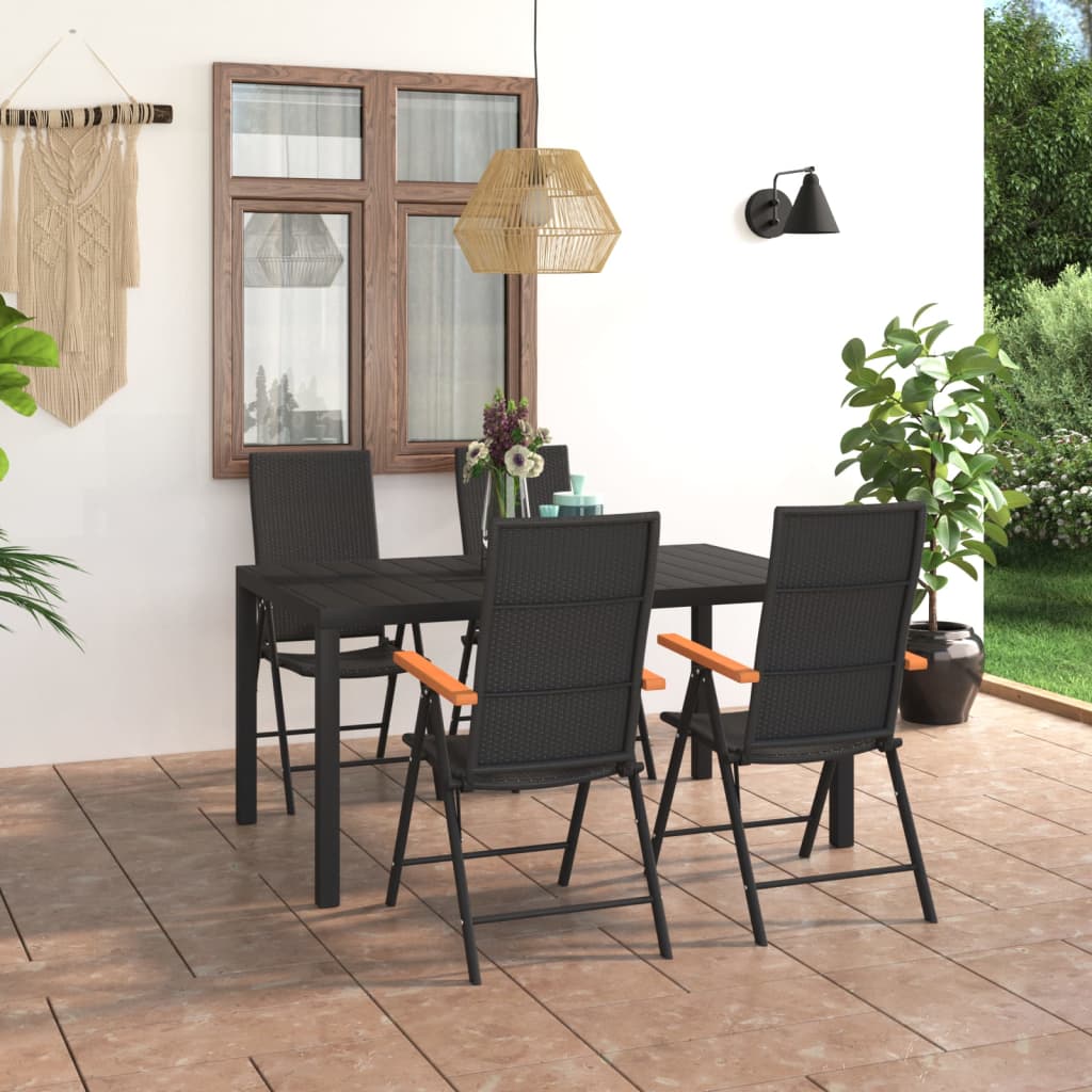 Set da Pranzo da Giardino 5 pz Nero e Marrone 3060084
