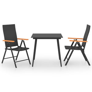 Set da Pranzo da Giardino 3 pz Nero e Marrone 3060088