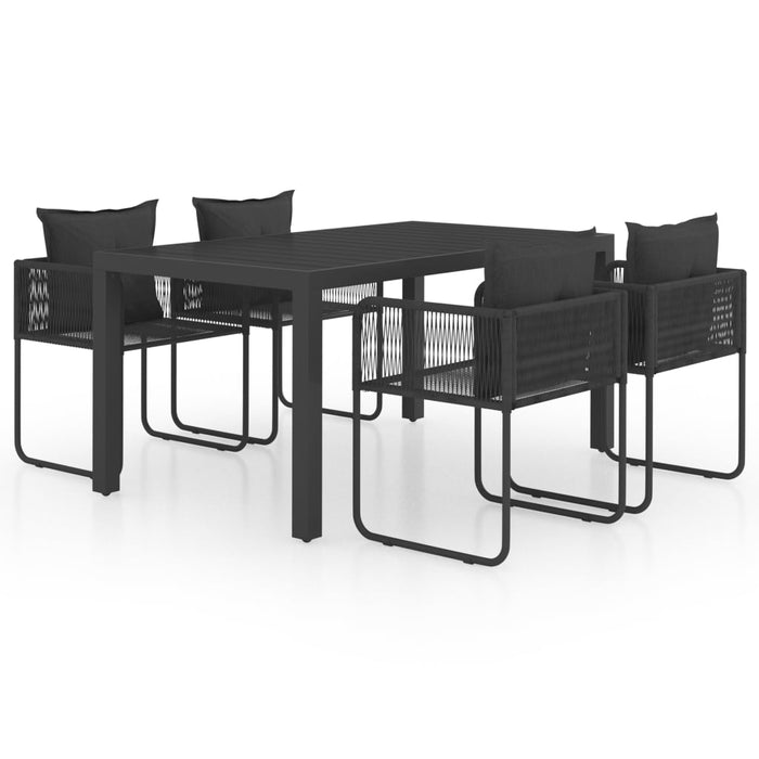 Set da Pranzo da Giardino 5 pz in Rattan PVC Nero 3060102