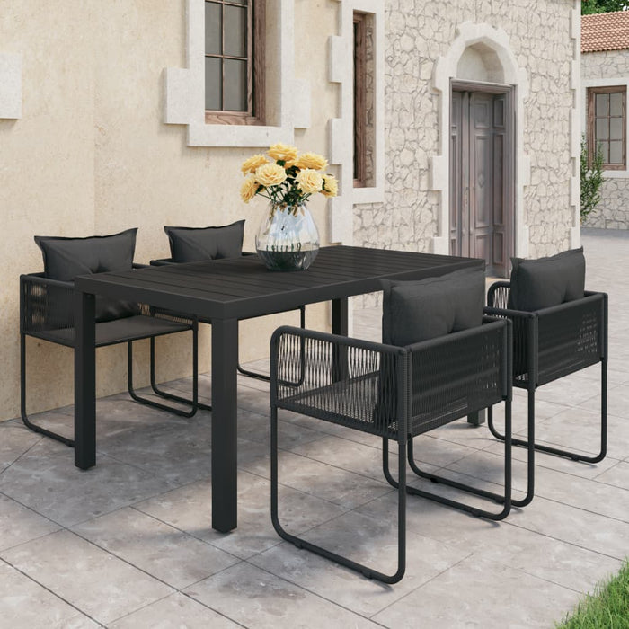 Set da Pranzo da Giardino 5 pz in Rattan PVC Nero 3060102