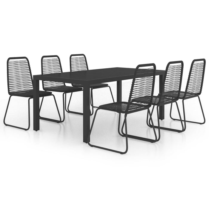 Set da Pranzo da Giardino 7 pz in Rattan PVC Nero 3060122