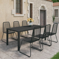 Set da Pranzo da Giardino 7 pz in Rattan PVC Nero 3060122