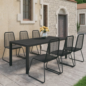 Set da Pranzo da Giardino 7 pz in Rattan PVC Nero 3060122