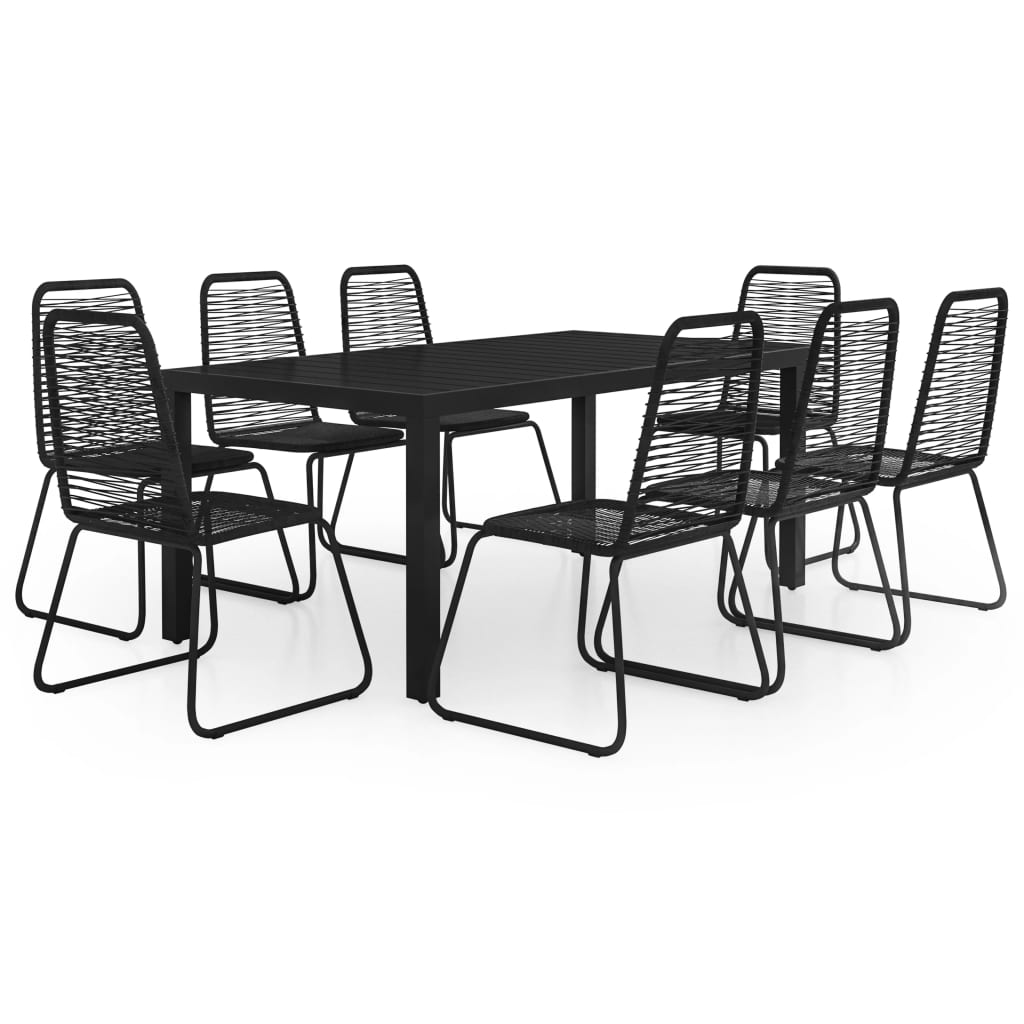 Set da Pranzo da Giardino 9 pz in Rattan PVC Nero 3060123