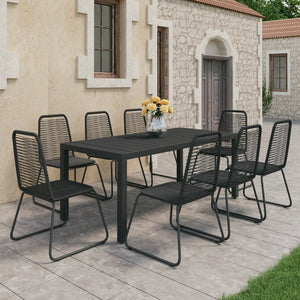 Set da Pranzo da Giardino 9 pz in Rattan PVC Nero 3060123