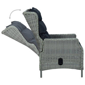 Set Pranzo da Giardino 7pz con Cuscini Polyrattan Grigio Chiaro cod mxl 41186