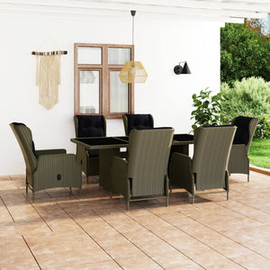 Set da Pranzo da Giardino 7 pz con Cuscini in Polyrattan Marrone cod mxl 43683
