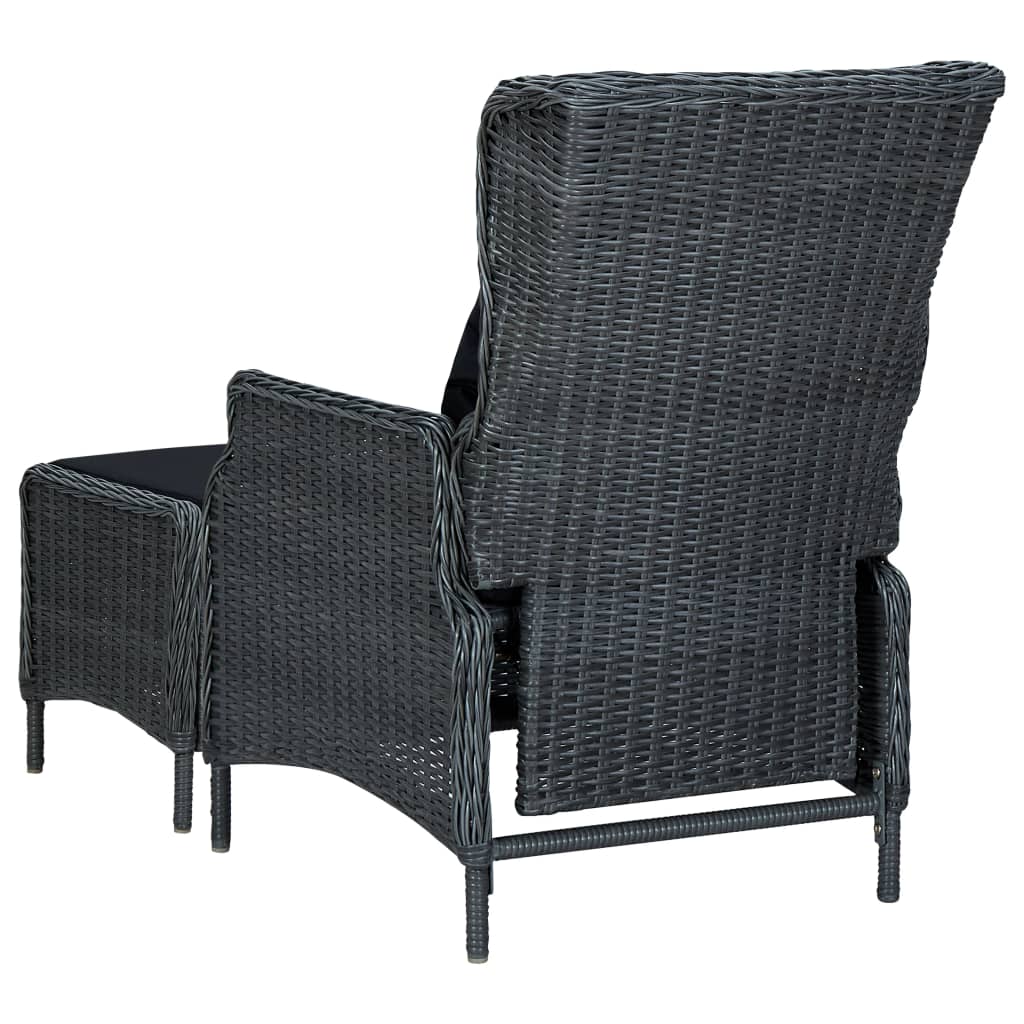 Set da Pranzo da Giardino 9pz e Cuscini Polyrattan Grigio Scuro cod mxl 42223