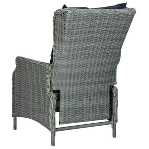 Set Pranzo da Giardino 9pz con Cuscini Polyrattan Grigio Chiaro cod mxl 36196