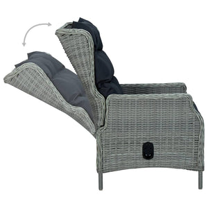 Set Pranzo da Giardino 9pz con Cuscini Polyrattan Grigio Chiaro cod mxl 36196