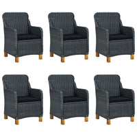 Set Pranzo da Giardino 7 pz con Cuscini Polyrattan Grigio Scuro 3060164