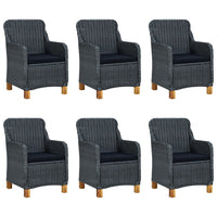 Set Pranzo da Giardino 9 pz con Cuscini Polyrattan Grigio Scuro 3060184