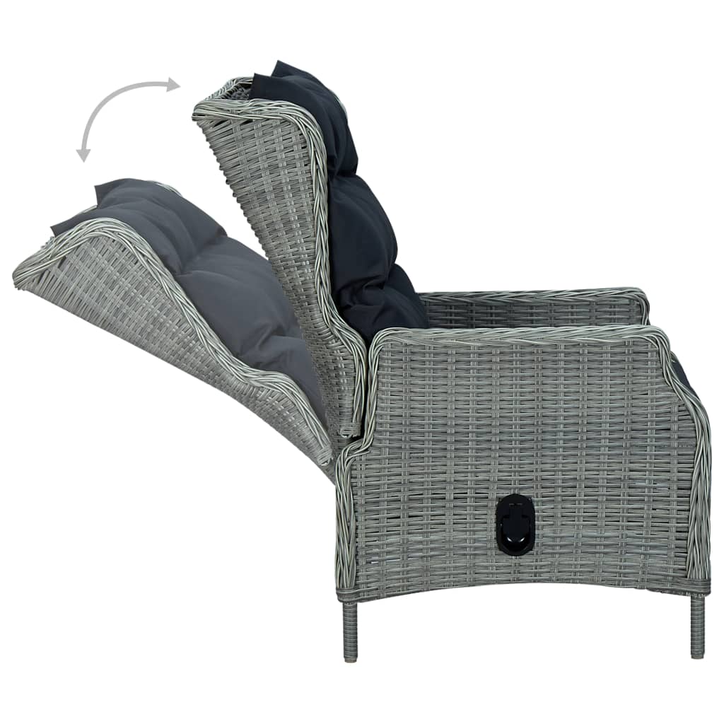 Set Pranzo da Giardino 9pz con Cuscini Polyrattan Grigio Chiaro cod mxl 44321
