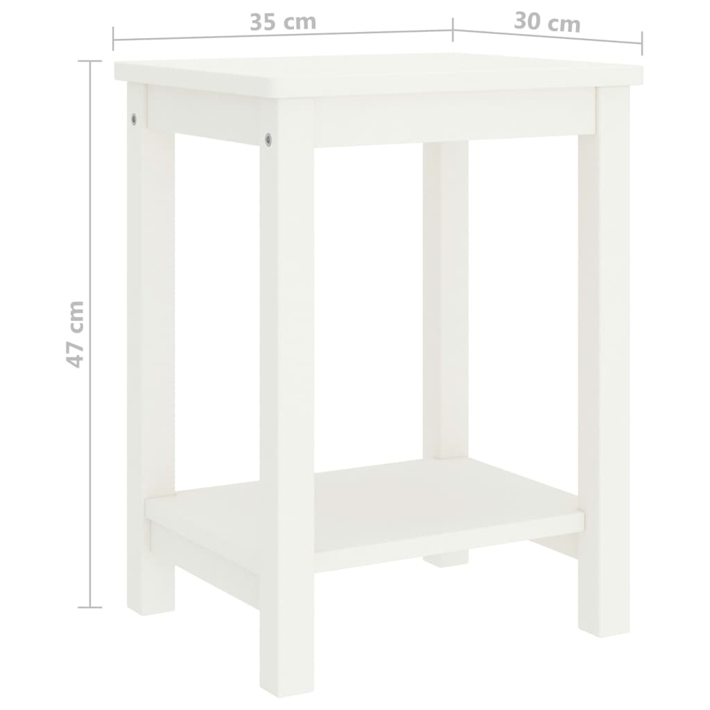Comodino Bianco 35x30x47 cm in Legno Massello di Pino 322210