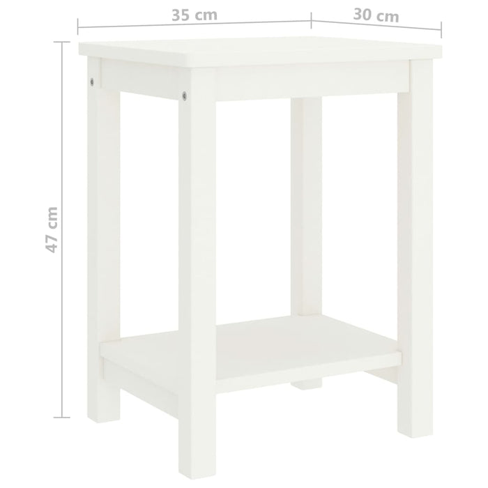 Comodino Bianco 35x30x47 cm in Legno Massello di Pino 322210