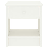 Comodino Bianco 35x30x40 cm in Legno Massello di Pino 322222