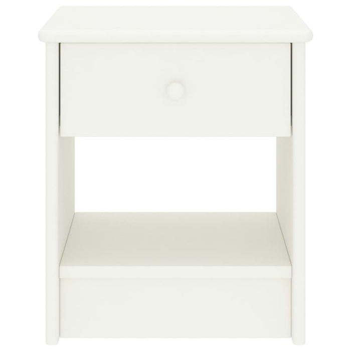 Comodino Bianco 35x30x40 cm in Legno Massello di Pino 322222