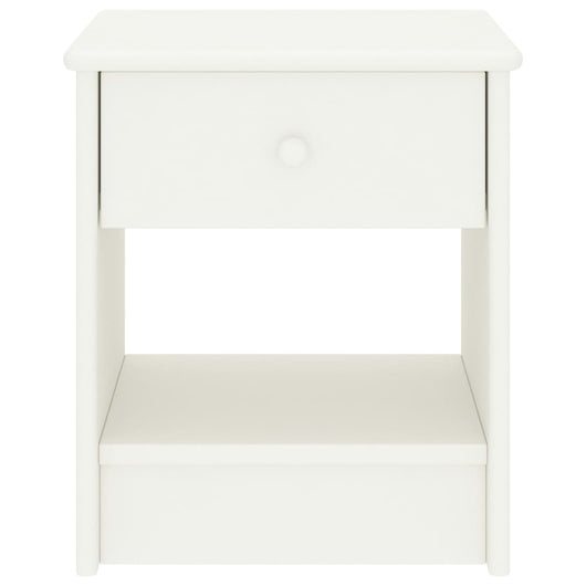 Comodino-Tavolino da notte Bianco 35x30x40 cm in Legno Massello di Pino