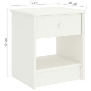 Comodino-Tavolino da notte Bianco 35x30x40 cm in Legno Massello di Pino
