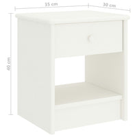 Comodino Bianco 35x30x40 cm in Legno Massello di Pino 322222