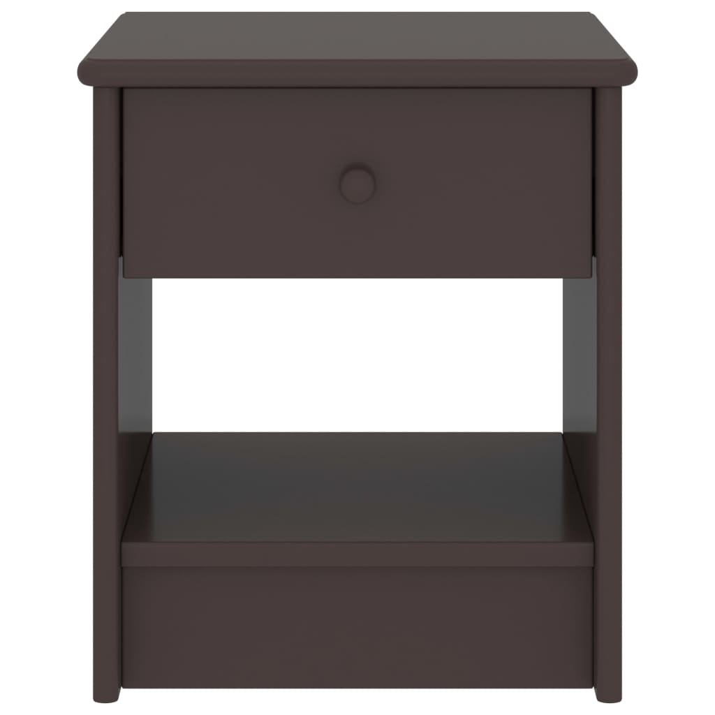 Comodino Marrone Scuro 35x30x40 cm in Legno Massello di Pino 322224