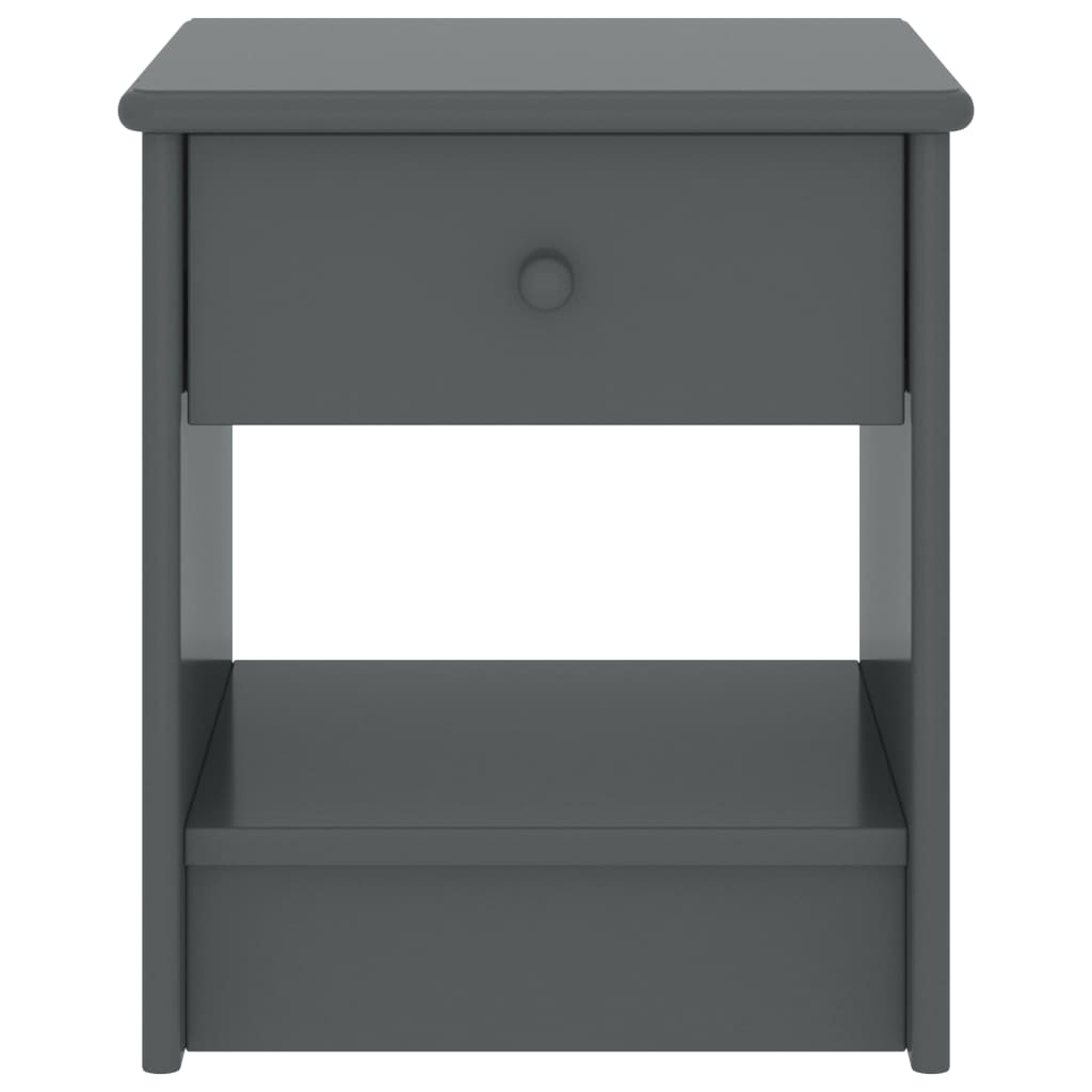 Comodino Grigio Scuro 35x30x40 cm in Legno Massello di Pino 322226