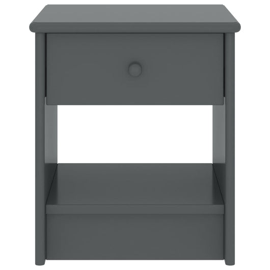 Comodino Grigio Scuro 35x30x40 cm in Legno Massello di Pino 322226