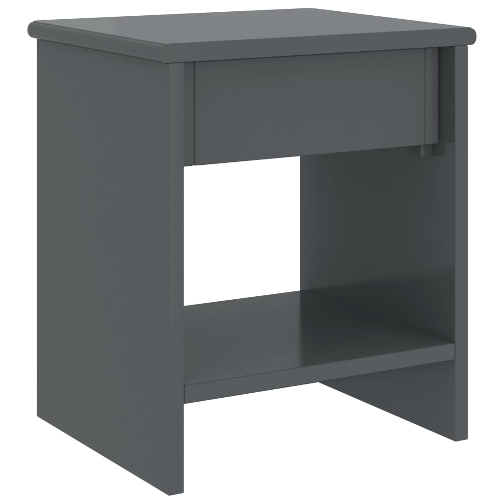 Comodino Grigio Scuro 35x30x40 cm in Legno Massello di Pino 322226