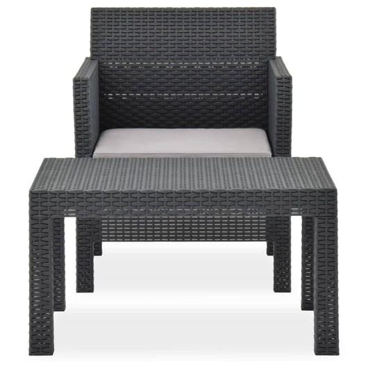 Set Divano da Giardino 2 pz con Cuscino-Sofa da Giardino-Divanetto da esterno in Rattan PP Antracite
