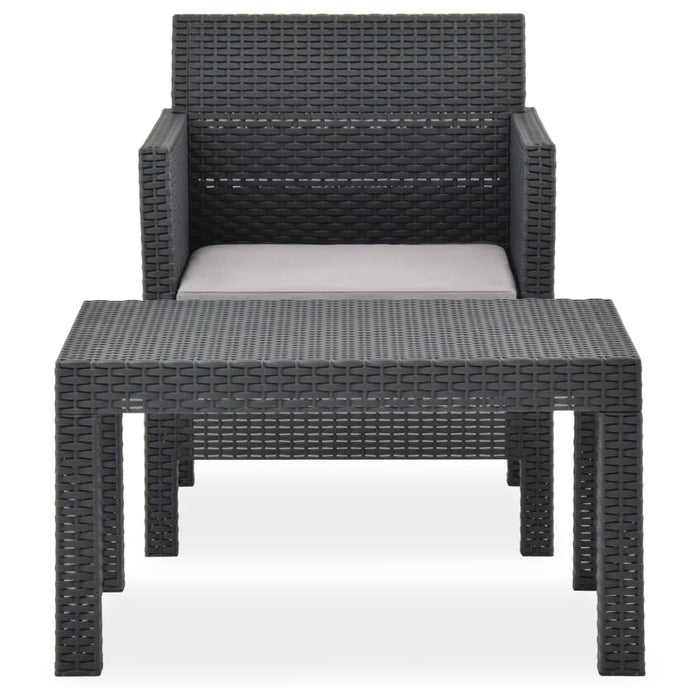 Set Divano da Giardino 2 pz con Cuscino-Sofa da Giardino-Divanetto da esterno in Rattan PP Antracite
