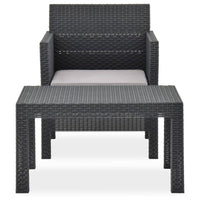 Set Divano da Giardino 2 pz con Cuscino-Sofa da Giardino-Divanetto da esterno in Rattan PP Antracite