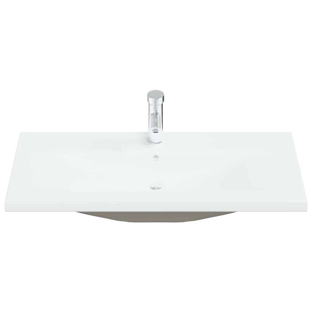 Lavabo da Incasso-Lavandino-Lavello con Rubinetto 91x39x18 cm in Ceramica Bianco