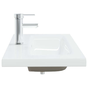 Lavabo da Incasso con Rubinetto 91x39x18 cm in Ceramica Bianco 148626