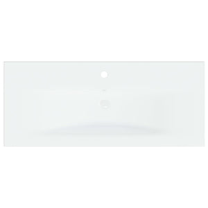 Lavabo da Incasso con Rubinetto 91x39x18 cm in Ceramica Bianco 148626
