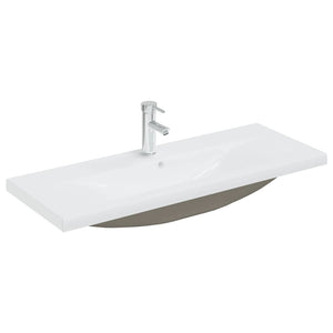 Lavabo da Incasso con Rubinetto 101x39x18 cm in Ceramica Bianco 148627