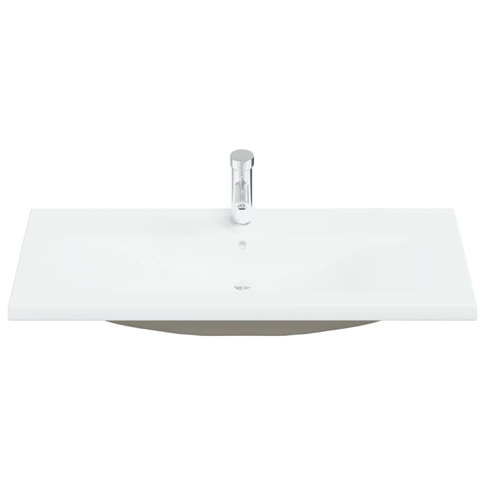 Lavabo da Incasso con Rubinetto 101x39x18 cm in Ceramica Bianco