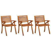 Sedie da Pranzo da Giardino con Cuscini 3 pz Massello di Acacia 3060808