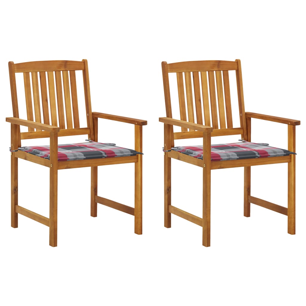 Sedie da Giardino con Cuscini 2 pz in Massello di Acacia
