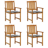 Sedie da Giardino con Cuscini 4 pz in Massello di Acacia