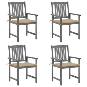 Sedie da Giardino con Cuscini 4 pz in Massello di Acacia Grigio cod mxl 22783