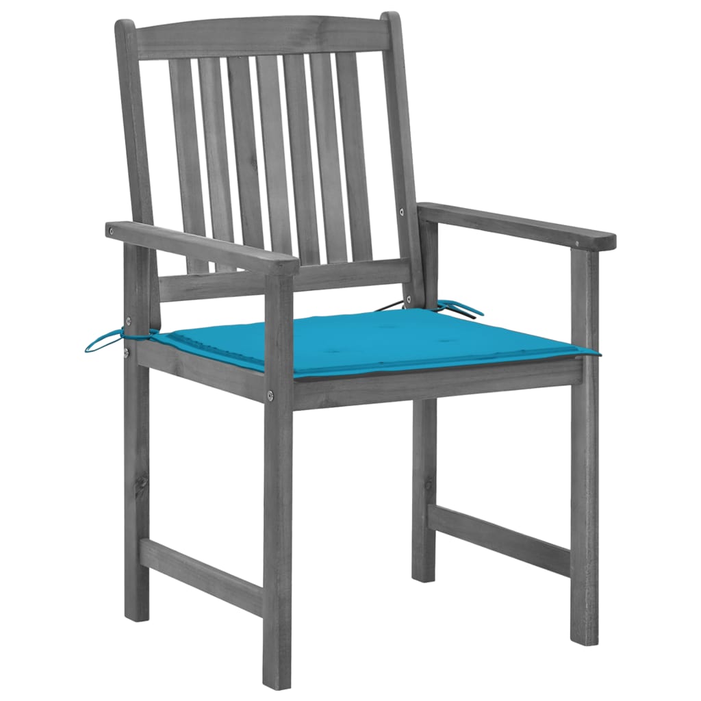 Sedie da Giardino con Cuscini 4 pz in Massello di Acacia Grigio 3061230