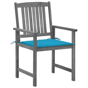 Sedie da Giardino con Cuscini 4 pz in Massello di Acacia Grigio 3061230