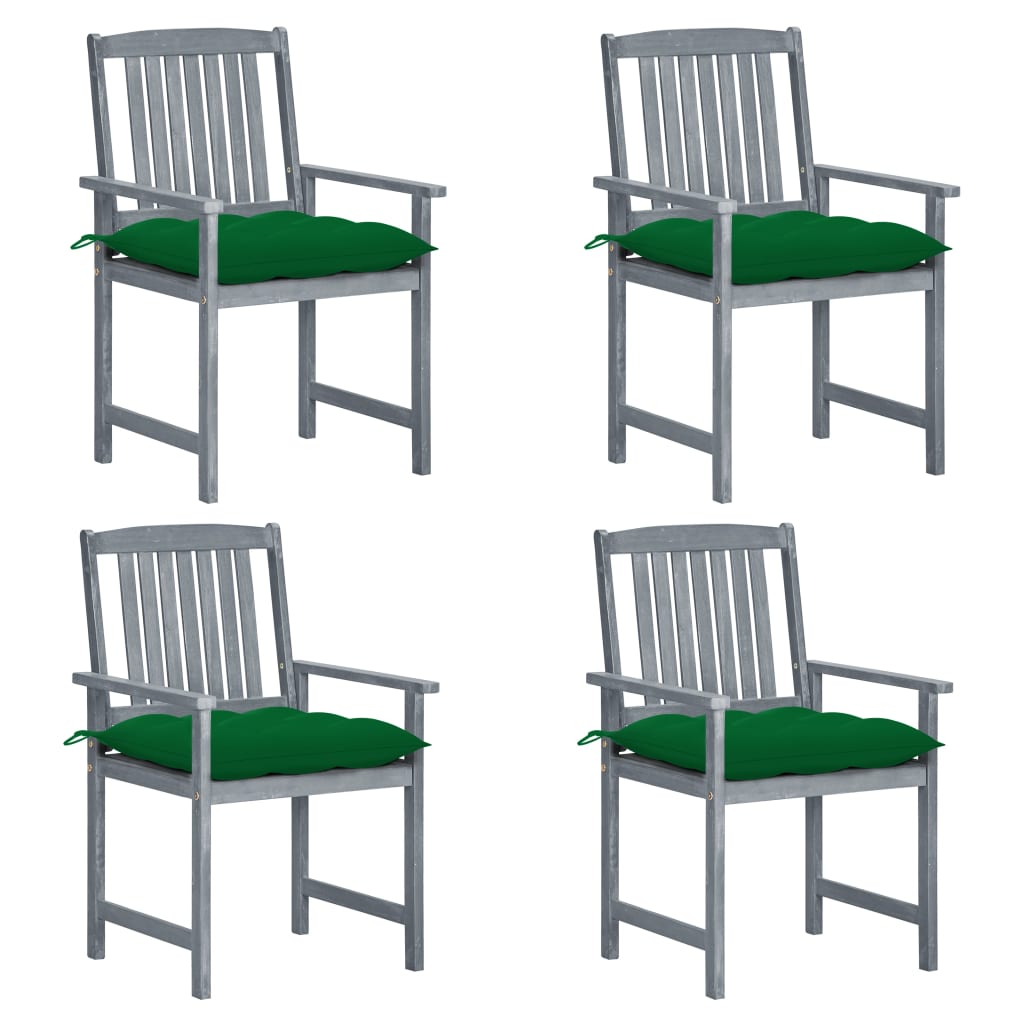 Sedie da Giardino con Cuscini 4 pz in Massello di Acacia Grigio cod mxl 7918