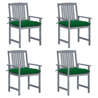 Sedie da Giardino con Cuscini 4 pz in Massello di Acacia Grigio cod mxl 7918