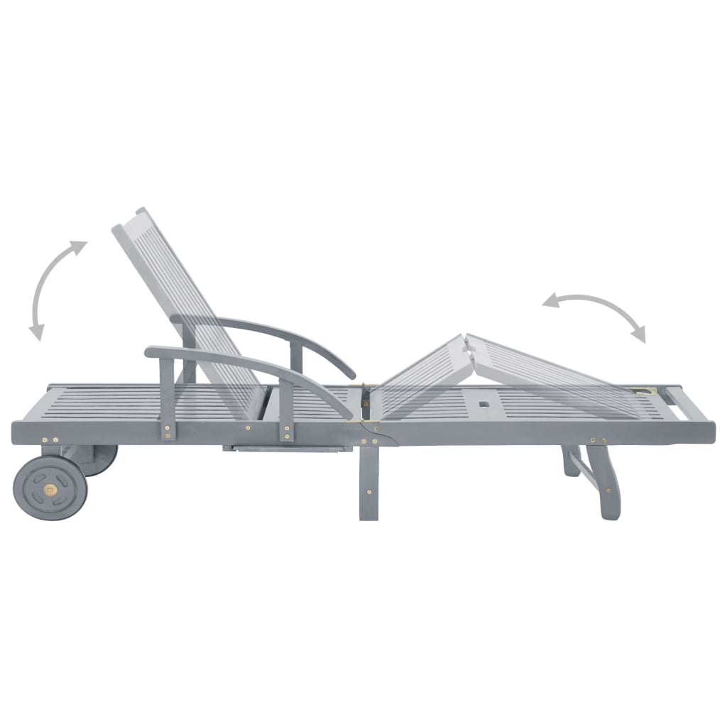 Lettino Prendisole da Giardino con Cuscino Massello di Acacia cod mxl 62881