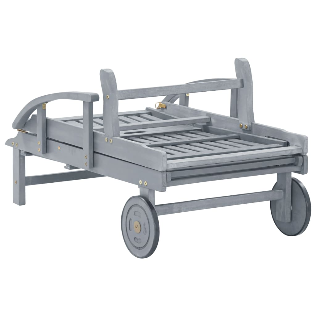 Lettino Prendisole da Giardino con Cuscino Massello di Acacia cod mxl 62881