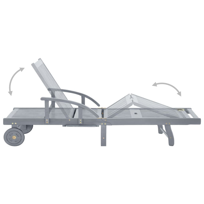 Lettino Prendisole da Giardino con Cuscino Massello di Acacia 3061338